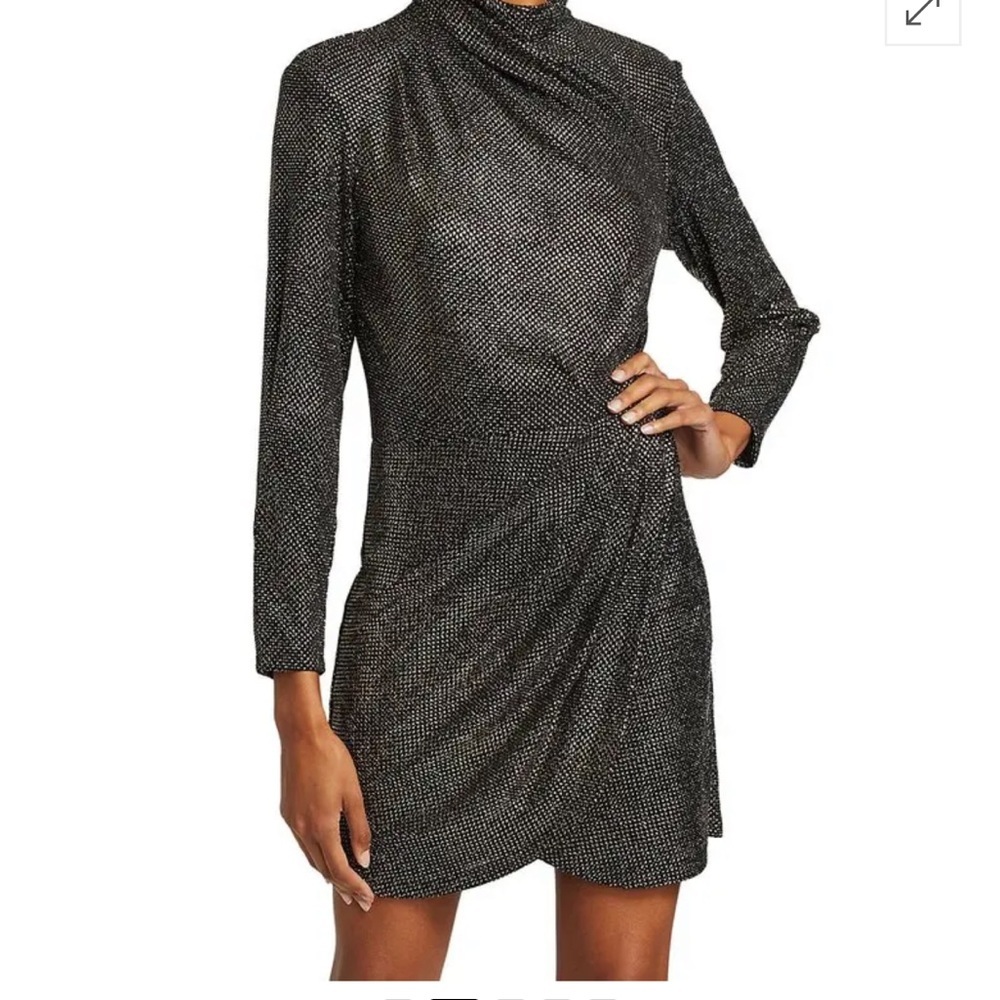 NWT IRO Rasile Metallic Dress Long Sleeve Black Gold Size Size 34